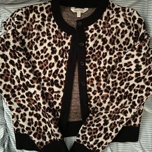 Leopard Print Cardigan Sweater